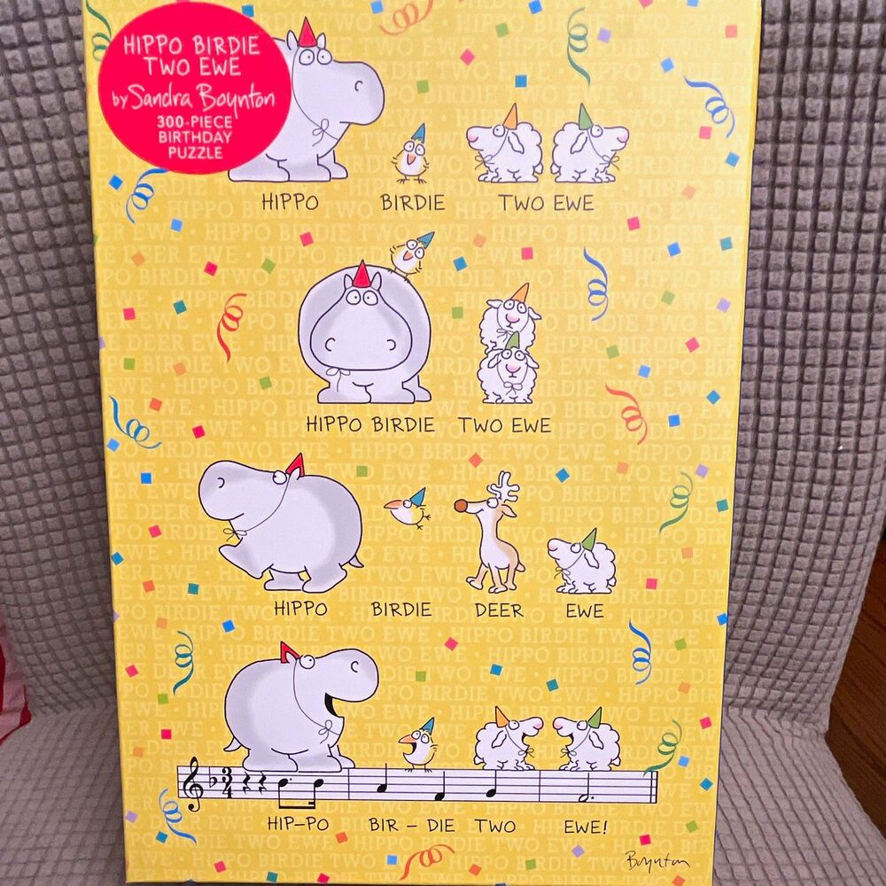 Sandra Boynton Hippo Birdie Two Ewe 300 piece Puzzle New Sealed Birthday Theme